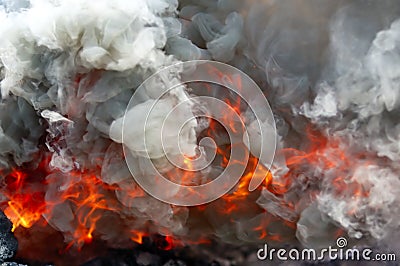 Fire and smoke Stock Photo