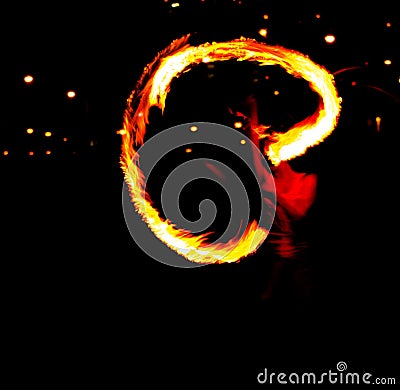 Fire spinning Stock Photo