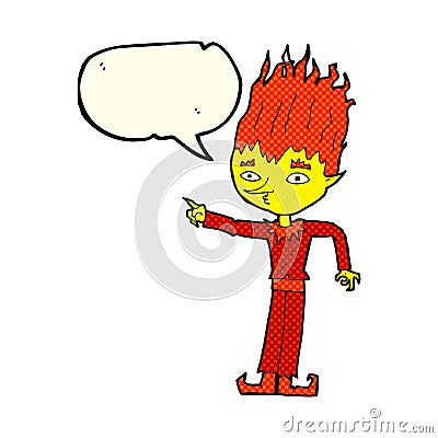 fire spirit cartoon with speech bubble Stock Photo