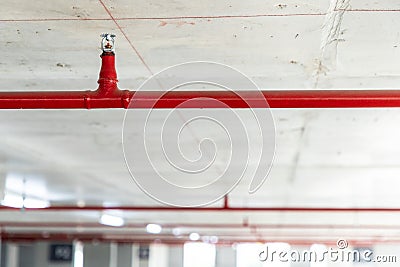 Fire sprinkler under floor Stock Photo