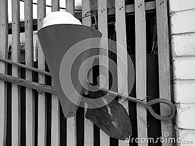 Fire stand on the fence Stock Photo