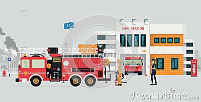 Fire station Vector Illustration