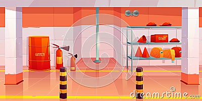 Fire station or garage empty interior utility room Vector Illustration