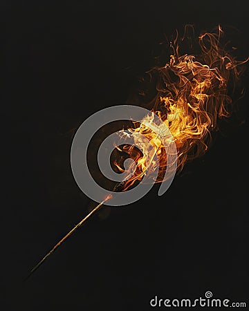 A fire stick on a black background Stock Photo