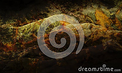 Fire Stone from Hell, Abstract Surreal Background. Stock Photo