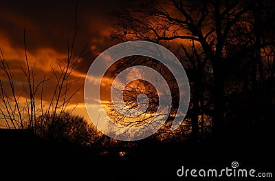 Fire sunset Stock Photo