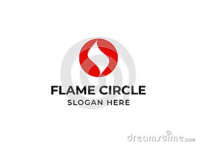 Fire symbol in circle logo. Flame logotype Vector Illustration