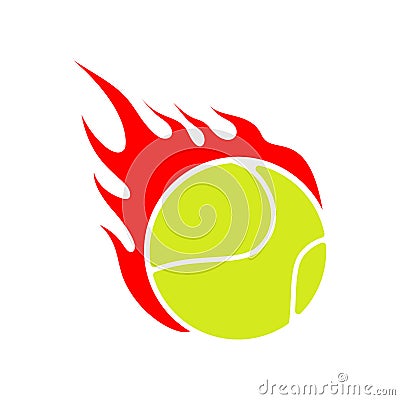 Fire tennis. Flame ball. Emblem game sport team Vector Illustration