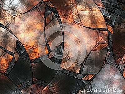 Fire themed stained glass fractal pattern Stock Photo