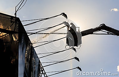 Fire in a three-story house in Kiev Editorial Stock Photo