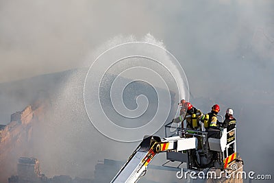 Fire in a three-story house in Kiev Editorial Stock Photo