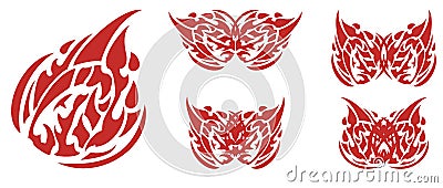 Fire tiger concept and flaming butterflies Vector Illustration