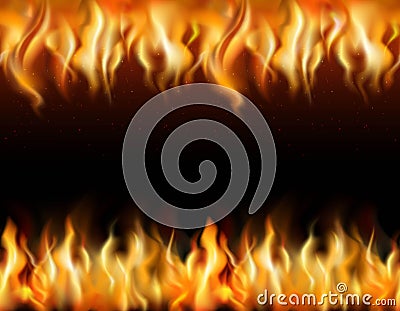 Fire Tileable Borders Set Vector Illustration