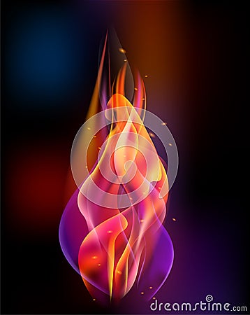 Fire torch vector colored sparks burn Vector Illustration