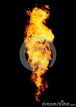 Fire tornado, flame isolated on black Stock Photo