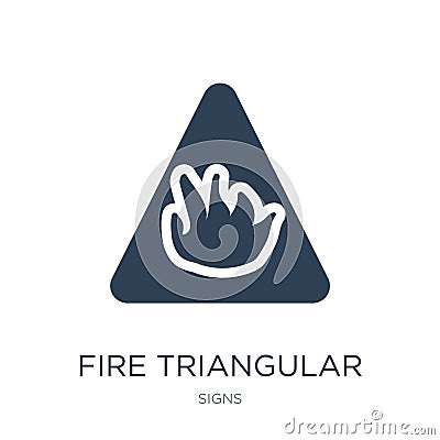 fire triangular icon in trendy design style. fire triangular icon isolated on white background. fire triangular vector icon simple Vector Illustration
