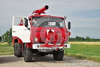 Fire truck on the airfield Editorial Stock Photo