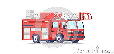 Fire truck rescue engine transportation for firefighter emergency isometric vector illustration Vector Illustration