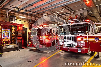 Fire truck in the fire station Editorial Stock Photo