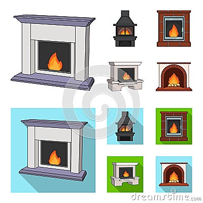 Fire, warmth and comfort. Fireplace set collection icons in cartoon,flat style vector symbol stock illustration web. Vector Illustration