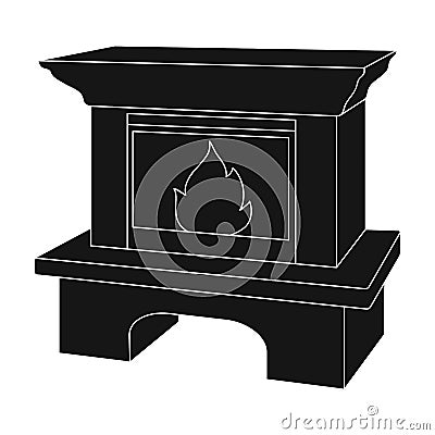 Fire, warmth and comfort. Fireplace single icon in black style vector symbol stock illustration web. Vector Illustration