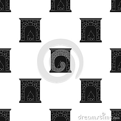 Fire, warmth and comfort. Fireplace single icon in black style vector symbol stock illustration web. Vector Illustration