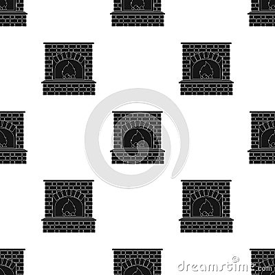 Fire, warmth and comfort. Fireplace single icon in black style vector symbol stock illustration web. Vector Illustration