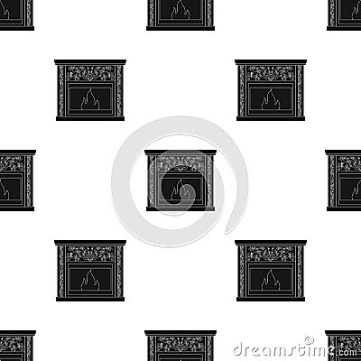 Fire, warmth and comfort. Fireplace single icon in black style vector symbol stock illustration web. Vector Illustration