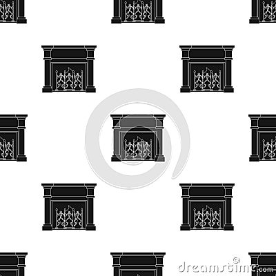 Fire, warmth and comfort. Fireplace single icon in black style vector symbol stock illustration web. Vector Illustration