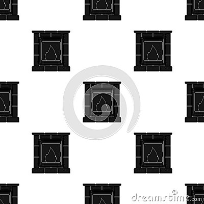 Fire, warmth and comfort. Fireplace single icon in black style vector symbol stock illustration web. Vector Illustration