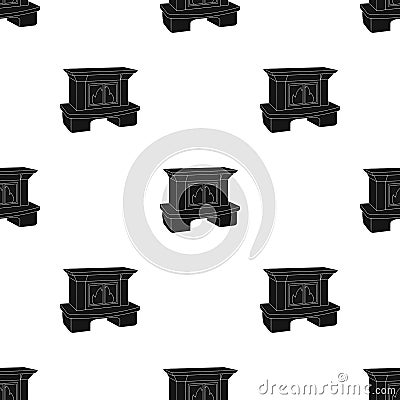 Fire, warmth and comfort. Fireplace single icon in black style vector symbol stock illustration web. Vector Illustration