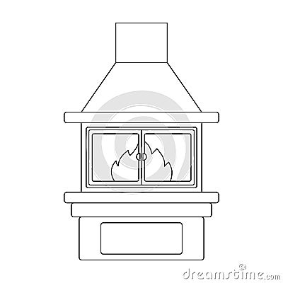 Fire, warmth and comfort. Fireplace single icon in outline style vector symbol stock illustration web. Vector Illustration