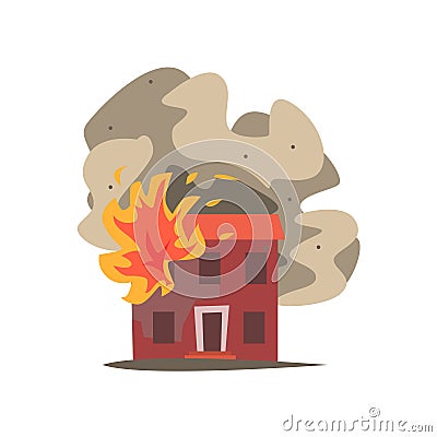 Fire in the window of two storey building vector Illustration Vector Illustration