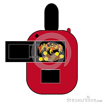 Fire wood boiler on white background Vector Illustration