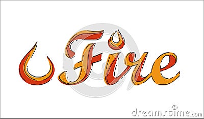 Fire word in mbe style Vector Illustration