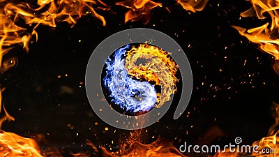 Fire yin yang symbol Stock Photo