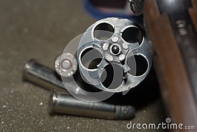 Firearms black revolver gun Stock Photo