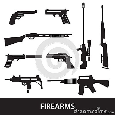 Firearms weapons and guns icons Vector Illustration
