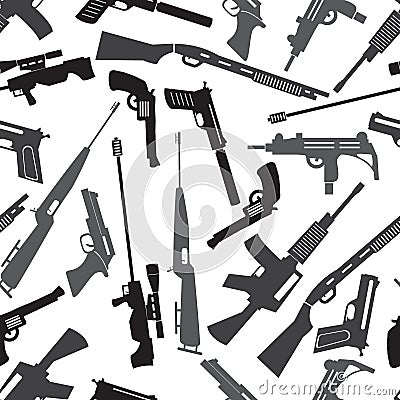 Firearms weapons and guns seamless pattern Vector Illustration