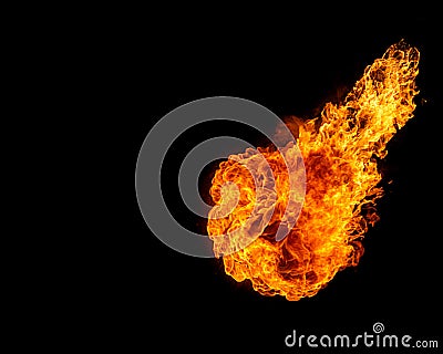 Fireball isolated on black, flame ball Stock Photo