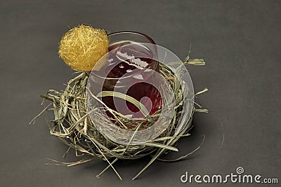 Fireball whisky cocktail wrapped in a nest Stock Photo