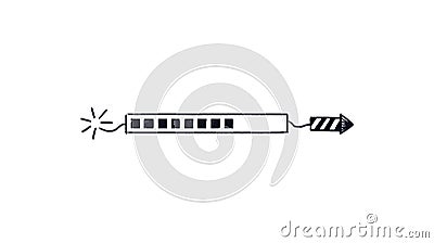 Firecracker loading bar. Doodle download rocket bar with burning wick. Illustration of waiting for the coming holiday Vector Illustration