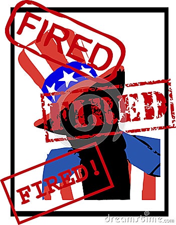 Fired American Uncle Sam Vector Illustration