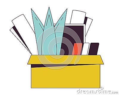 Fired box flat line color isolated vector object Vector Illustration