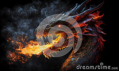 Fired Dragon Cartoon Illustration