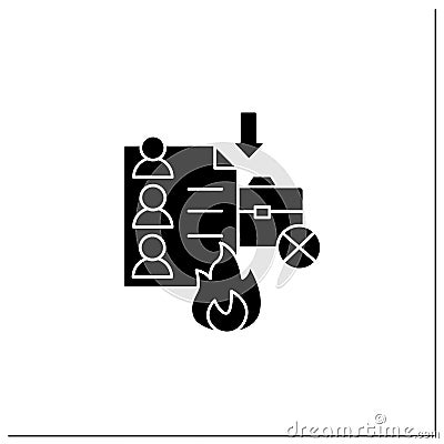 Fired lists glyph icon Vector Illustration