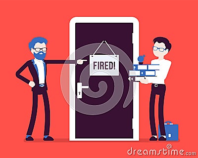 Fired office worker and boss Vector Illustration