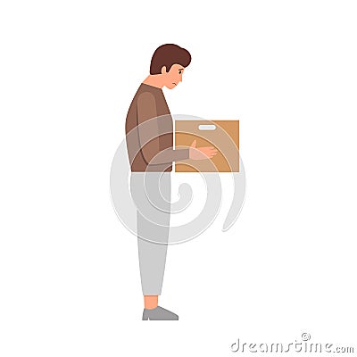Fired office worker holds box Vector Illustration