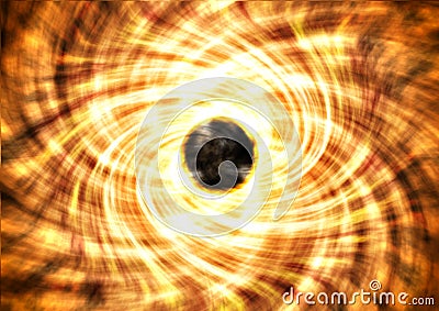 The black hole and its readiation circles Cartoon Illustration