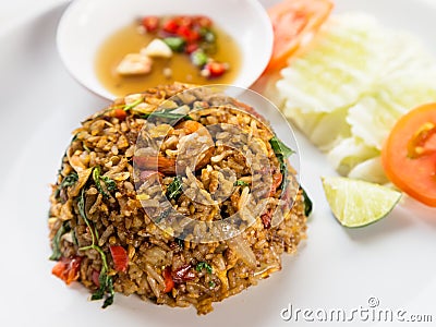 Fired rice with brawn sauce Thai style Stock Photo